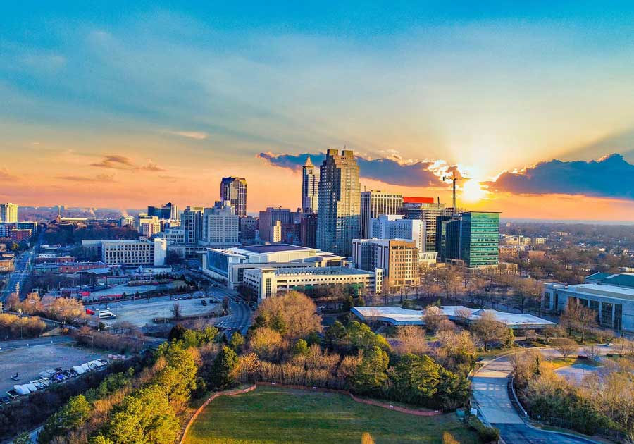 Raleign North Carolina aerial shot